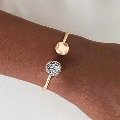 Nada Ghazal Nada Ghazal Champagne Diamond Gold Hinged Baby Malak Duo Cuff Bracelet