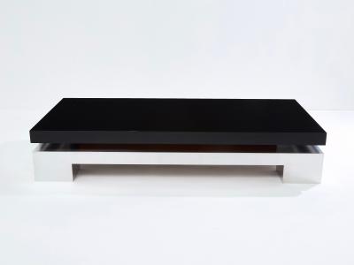 Nadine Charteret Nadine Charteret black lacquer brushed steel coffee table 1972