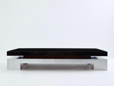 Nadine Charteret Nadine Charteret black lacquer brushed steel coffee table 1972