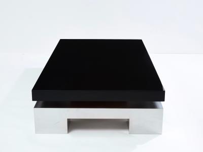 Nadine Charteret Nadine Charteret black lacquer brushed steel coffee table 1972