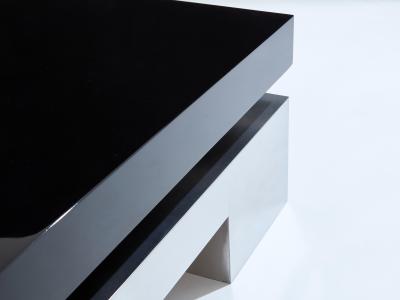 Nadine Charteret Nadine Charteret black lacquer brushed steel coffee table 1972