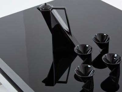 Nadine Charteret Nadine Charteret black lacquer brushed steel coffee table 1972