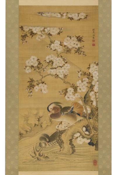 Nagasaki School Pair of Mandarin Ducks ca 1800