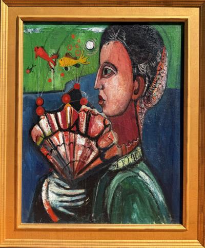 Nahum Tschacbasov Gentleman with Fan and Gold Fish 