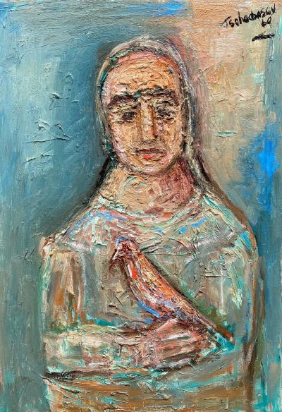 Nahum Tschacbasov Woman Holding Bird 