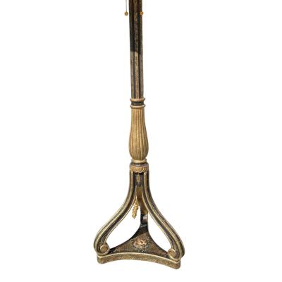 Nancy Corzine 1990s Regency Style Nancy Corzine Black Gold Floor Lamps a Pair