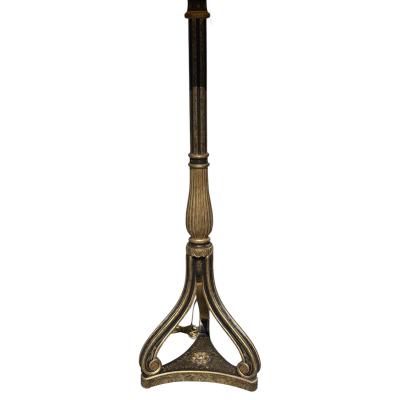 Nancy Corzine 1990s Regency Style Nancy Corzine Black Gold Floor Lamps a Pair