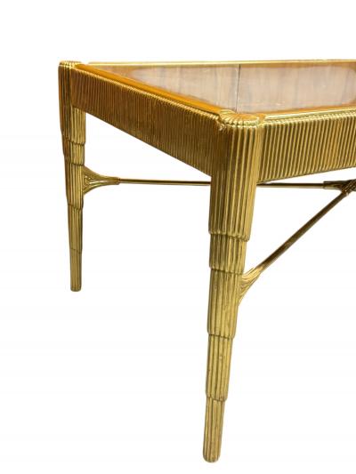 Nancy Corzine ART DECO REVIVAL GOLDLEAF STEPPED RIBBED WOOD WITH SILVER LEAF MIRROR TOP