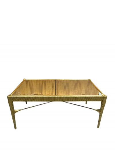 Nancy Corzine ART DECO REVIVAL GOLDLEAF STEPPED RIBBED WOOD WITH SILVER LEAF MIRROR TOP