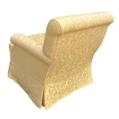 Nancy Corzine Alistair English Roll Arm Lounge Club Chair in Yellow Matelasse Fabric
