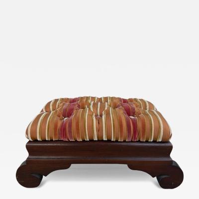 Nancy Corzine Antique American Mahogany Footstool Ottoman W Corzine Silk Velvet Stripe