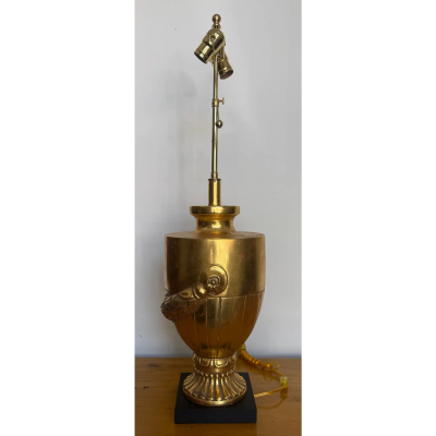 Nancy Corzine Art Deco Nancy Corzine Urn Form Yellow Gold Giltwood Table Lamp