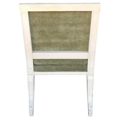 Nancy Corzine Directoire Style Nancy Corzine White Painted Green Chenille Arm Chair