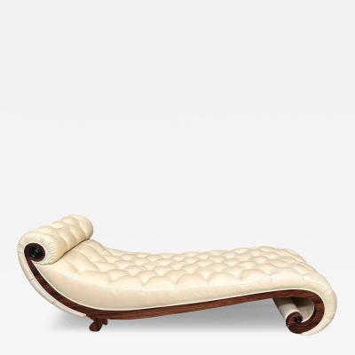 Nancy Corzine Huge Art Deco Macassar Soft Glove Leather Tufted Chaise Lounge