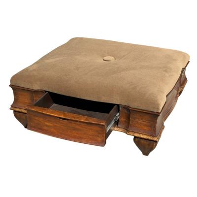 Nancy Corzine Huge Mahogany Giltwood Mohair Cocktail Ottoman Footstool