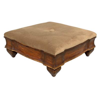 Nancy Corzine Huge Mahogany Giltwood Mohair Cocktail Ottoman Footstool