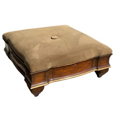 Nancy Corzine Huge Mahogany Giltwood Mohair Cocktail Ottoman Footstool