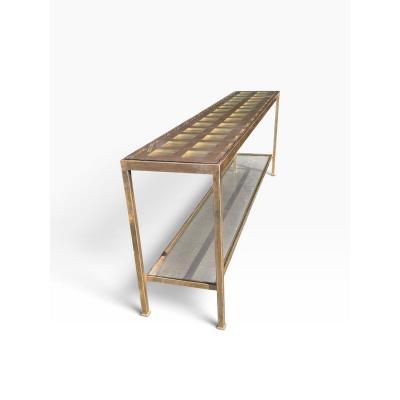 Nancy Corzine Modern Nancy Corzine Silver Gilt Metal Delmonaco Console Table