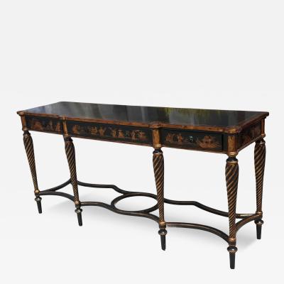 Nancy Corzine Nancy Corzine Black Gold Chinoiserie Console Table