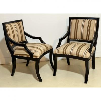 Nancy Corzine Nancy Corzine Regency Style Dining Chairs W Scalamandre Stripe