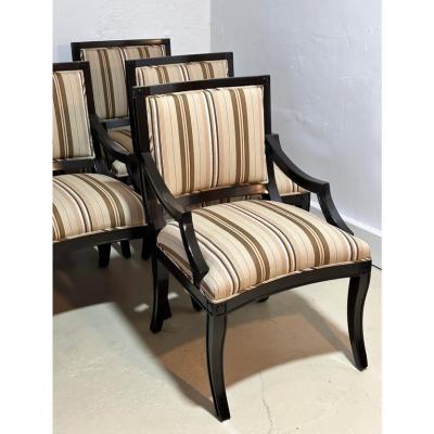 Nancy Corzine Nancy Corzine Regency Style Dining Chairs W Scalamandre Stripe