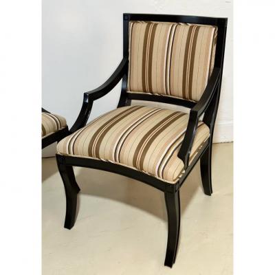 Nancy Corzine Nancy Corzine Regency Style Dining Chairs W Scalamandre Stripe