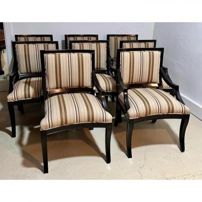 Nancy Corzine Nancy Corzine Regency Style Dining Chairs W Scalamandre Stripe