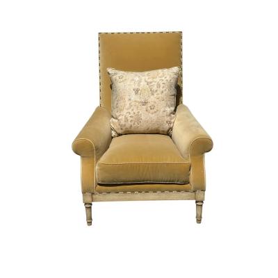 Nancy Corzine Nancy Corzine Yellow Velvet Roll Arm Club Chair W Rose Tarlow Cushion 1 of 2