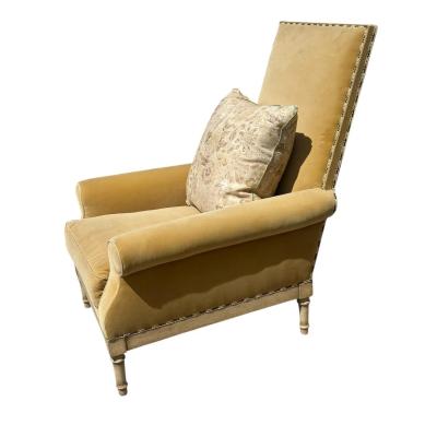 Nancy Corzine Nancy Corzine Yellow Velvet Roll Arm Club Chair W Rose Tarlow Cushion 1 of 2