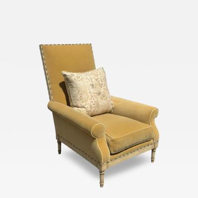 Nancy Corzine Nancy Corzine Yellow Velvet Roll Arm Club Chair W Rose Tarlow Cushion 1 of 2