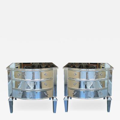 Nancy Corzine Pair of Art Deco Nancy Corzine Signed Mirrored Nightstands