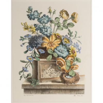 Nancy Corzine Pair of Nancy Corzine Framed Continental Botanical Lithograph Prints