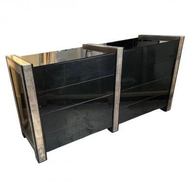 Nancy Corzine Rare Nancy Corzine Black Lacquer Double Chest of Drawers Dresser