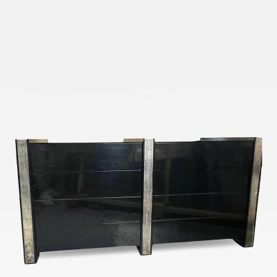Nancy Corzine Rare Nancy Corzine Black Lacquer Double Chest of Drawers Dresser