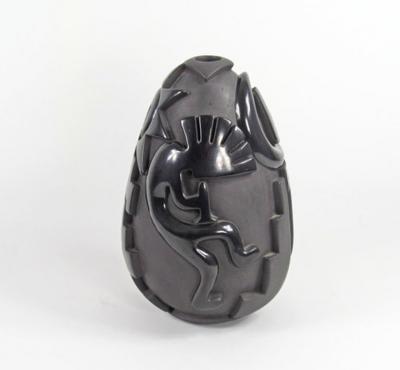 Nancy Youngblood Lugo Santa Clara incised vase with kokopelli design