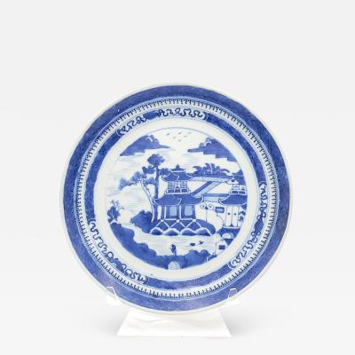 Nanking Chinese Export Blue and White Plate circa 1840