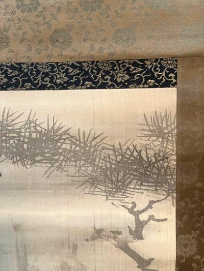 Nanmei Haruki Japanese Silk Scroll of Haruki Nanmei Edo Period