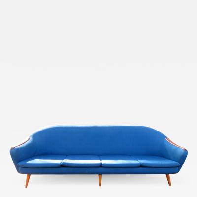 Nanna Ditzel Handsome Nanna Ditzel Style Four Seat Sculptural Teak Sofa Midcentury Danish