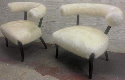 Nanna Ditzel Nanna Ditzel attributed Pair of Chairs Newly Covered in Faux Fur