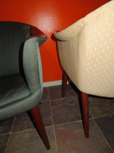 Nanna Ditzel Wonderful Pair Danish Scoop Lounge Chairs in the Style of Nanna Ditzel