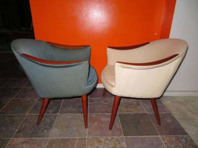 Nanna Ditzel Wonderful Pair Danish Scoop Lounge Chairs in the Style of Nanna Ditzel