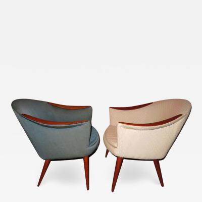 Nanna Ditzel Wonderful Pair Danish Scoop Lounge Chairs in the Style of Nanna Ditzel