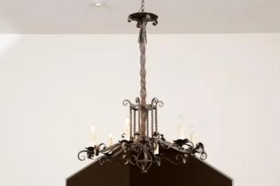 Napol on III 1870s Six Light Chandelier with Scrolling and Twisted Accents