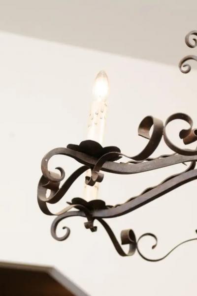 Napol on III 1870s Six Light Chandelier with Scrolling and Twisted Accents