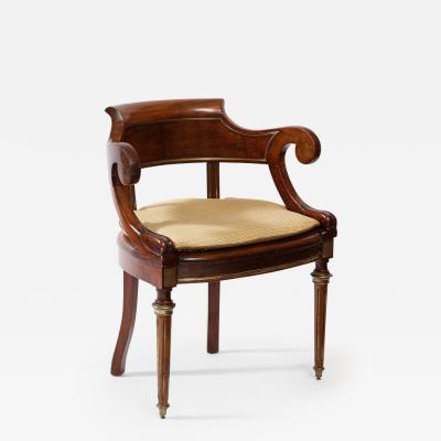 Napoleon III Brass Inlaid Desk Chair