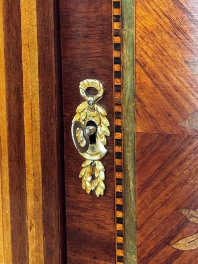 Napoleon III Demi Lune In laid Marquetry Commode Breccia Medicea Marble top