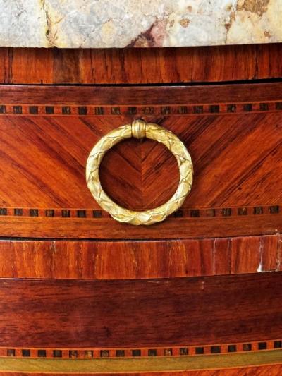 Napoleon III Demi Lune In laid Marquetry Commode Breccia Medicea Marble top