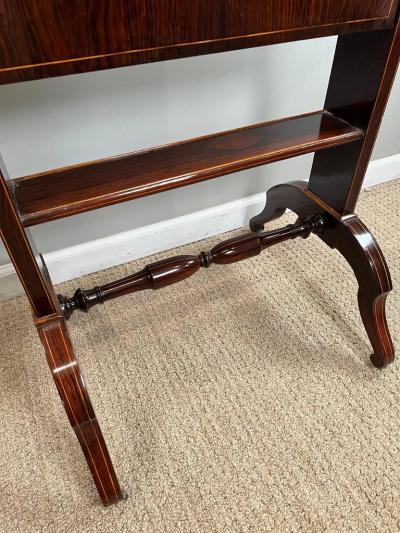 Napoleon III French Travel Fall Front Desk in Rosewood and Boxwood Veneer 1860s