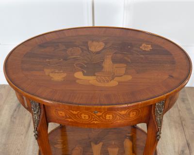 Napoleon III Marquetry Side Table with Floral Inlay France Late 19th Century
