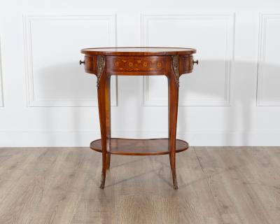 Napoleon III Marquetry Side Table with Floral Inlay France Late 19th Century